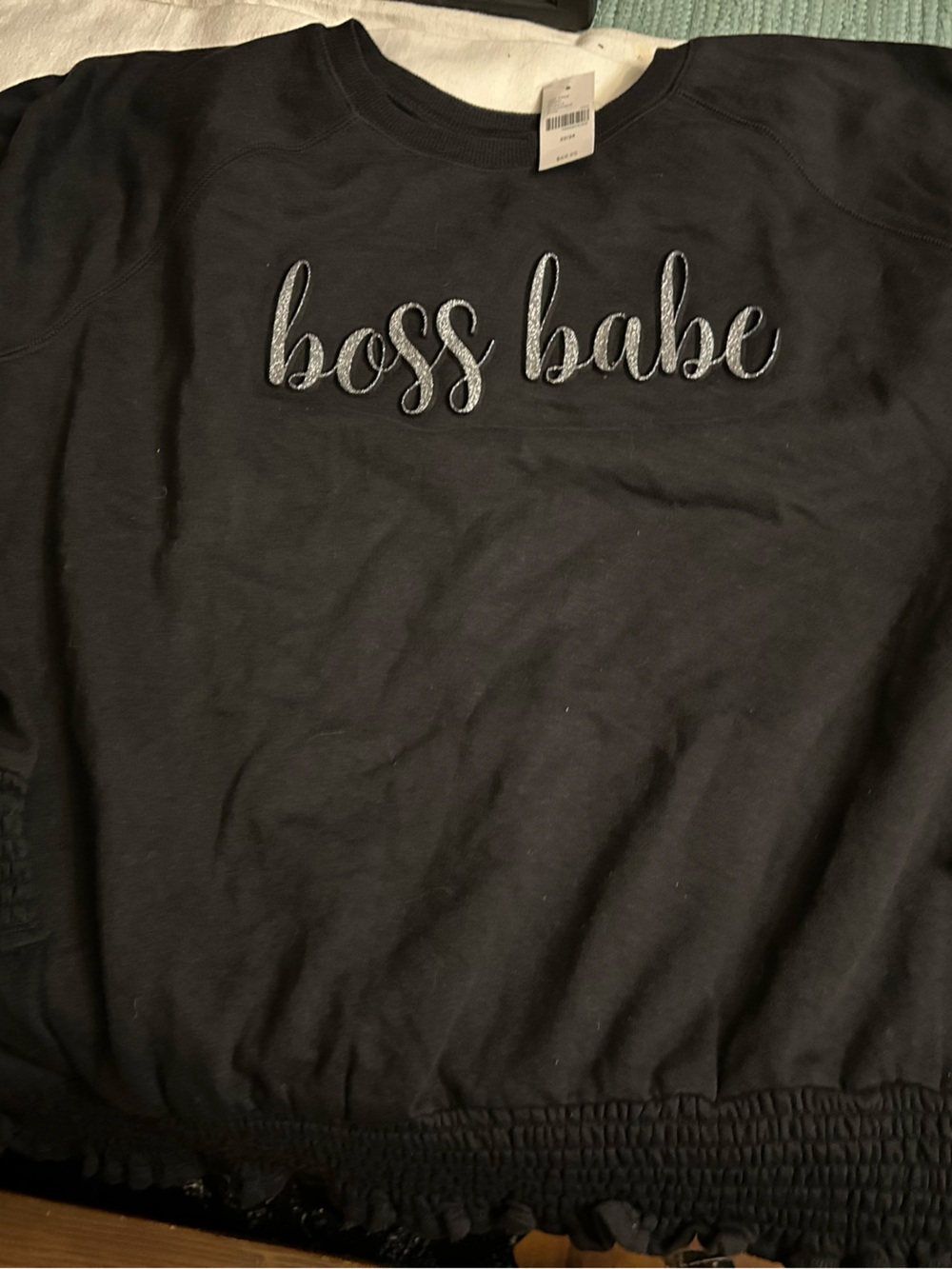 Lane Bryant Black 'boss babe' Embroidered Sweatshirt 22/24w nwt